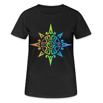 Mehrfarbige Stammes-Sonne - Frauen T-Shirt atmungsaktiv - Schwarz - Vorne - AI Model Female 172 light (172cm)