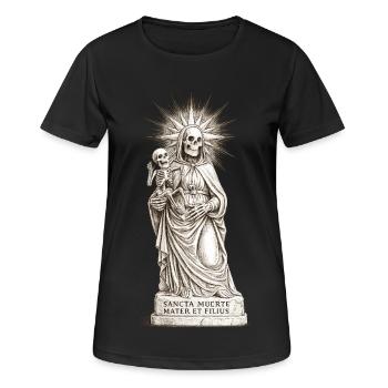 Düsteres Sancta Muerte Design mit Skelett-Madonna  - Frauen T-Shirt atmungsaktiv - Schwarz - Vorne - AI Model Female 172 light (172cm)
