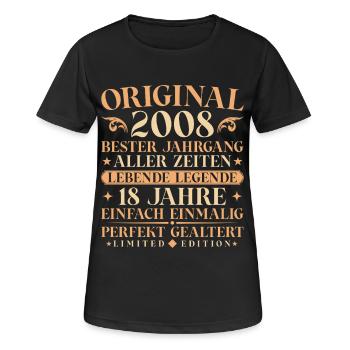 Original 2008 Jahrgang geboren 18. Geburtstag - Frauen T-Shirt atmungsaktiv - Schwarz - Vorne - AI Model Female 172 light (172cm)