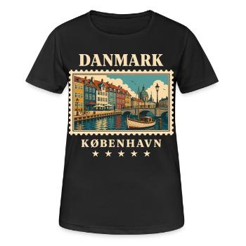 Dänemark Kopenhagen Vintage Reisemarke - Frauen T-Shirt atmungsaktiv - Schwarz - Vorne - AI Model Female 172 light (172cm)