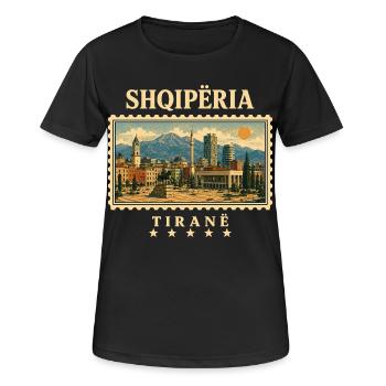 Albanien Tirana Vintage Reisemarke - Frauen T-Shirt atmungsaktiv - Schwarz - Vorne - AI Model Female 172 light (172cm)