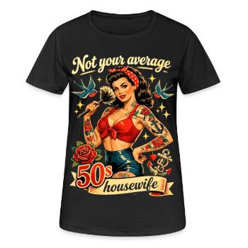 Pas un t-shirt pin-up typique des années 50 pour femme au foyer - T-shirt respirant Femme - noir - Devant - AI Model Female 172 light (172cm)