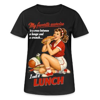 Déjeuner de fitness rétro Pin-Up : design sportif drôle - T-shirt respirant Femme - noir - Devant - AI Model Female 172 light (172cm)