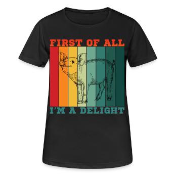 Zunächst einmal bin ich eine Freude - Frauen T-Shirt atmungsaktiv - Schwarz - Vorne - AI Model Female 172 light (172cm)