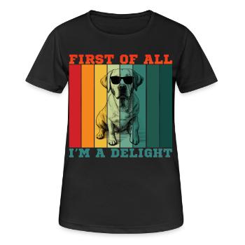 Zunächst einmal bin ich eine Freude - Frauen T-Shirt atmungsaktiv - Schwarz - Vorne - AI Model Female 172 light (172cm)