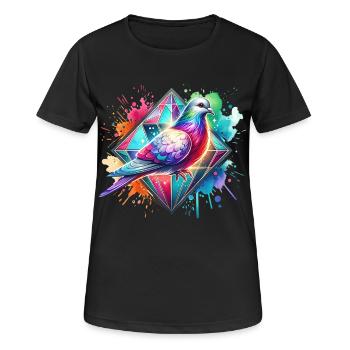 Diamond Dove Motif - Women's Breathable T-Shirt - black - Front - AI Model Female 172 light (172cm)