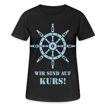 Wir Sind Auf Kurs! (Bier / Steuerrad / Sky Blue) - Frauen T-Shirt atmungsaktiv - Schwarz - Vorne - AI Model Female 172 light (172cm)
