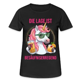 Die Lage ist besäufniserregend lustiger Einhorn - Frauen T-Shirt atmungsaktiv - Schwarz - Vorne - AI Model Female 172 light (172cm)