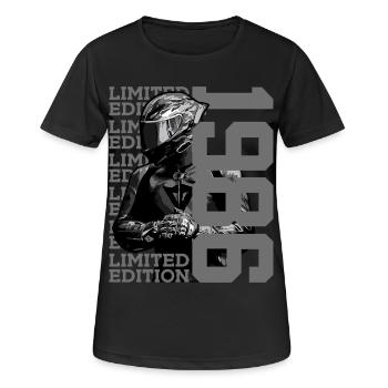 LIMITED EDITION 1986 MOTORRAD 40. GEBURTSTAG - Frauen T-Shirt atmungsaktiv - Schwarz - Vorne - AI Model Female 172 light (172cm)