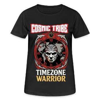 COSMIC TRIBE – Time Zone Warrior - Women's Breathable T-Shirt - black - Front - AI Model Female 172 light (172cm)