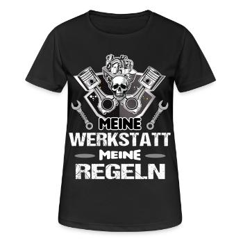 Meine Werkstatt Meine Regeln KFZ_Mechaniker - Frauen T-Shirt atmungsaktiv - Schwarz - Vorne - AI Model Female 172 light (172cm)