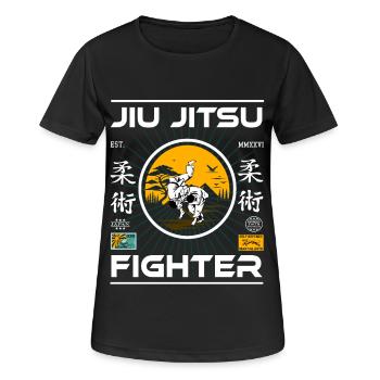 Jiu Jitsu Shirt – Fighter Design mit Kampfgeist - Frauen T-Shirt atmungsaktiv - Schwarz - Vorne - AI Model Female 172 light (172cm)