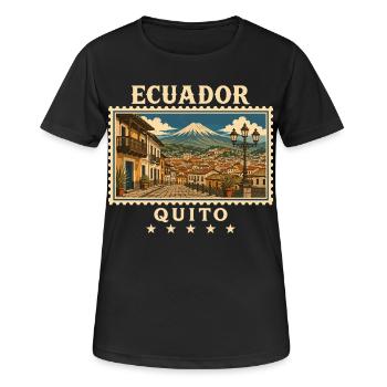 Ecuador Quito Vintage Reisemarke - Frauen T-Shirt atmungsaktiv - Schwarz - Vorne - AI Model Female 172 light (172cm)