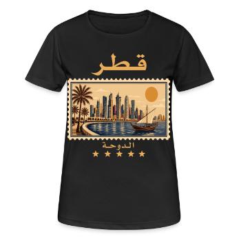 Katar Doha Vintage Reisemarke - Frauen T-Shirt atmungsaktiv - Schwarz - Vorne - AI Model Female 172 light (172cm)
