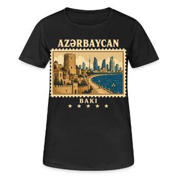 Aserbaidschan Baku Vintage Reisemarke - Frauen T-Shirt atmungsaktiv - Schwarz - Vorne - AI Model Female 172 light (172cm)