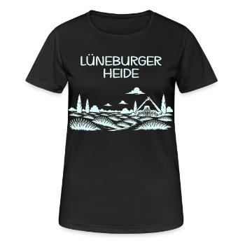 Lüneburger Heide - Frauen T-Shirt atmungsaktiv - Schwarz - Vorne - AI Model Female 172 light (172cm)