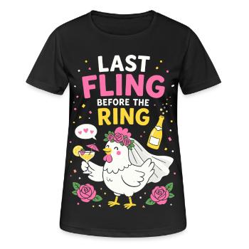 Dernière aventure avant la Ring, poule poule - T-shirt respirant Femme - noir - Devant - AI Model Female 172 light (172cm)