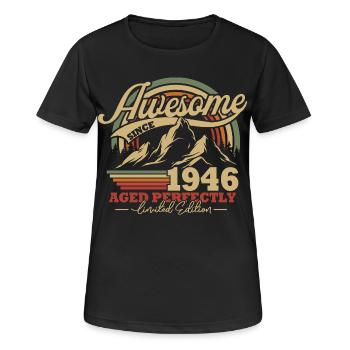 1946 Vintage Jahrgang Geburtstag Retro - Frauen T-Shirt atmungsaktiv - Schwarz - Vorne - AI Model Female 172 light (172cm)