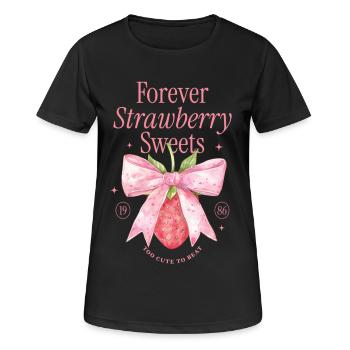 Coquette Schleife Erdbeere Vintage - Frauen T-Shirt atmungsaktiv - Schwarz - Vorne - AI Model Female 172 light (172cm)