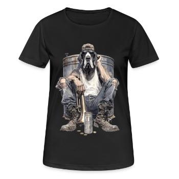 Coole Dogge mit Trompete - Frauen T-Shirt atmungsaktiv - Schwarz - Vorne - AI Model Female 172 light (172cm)