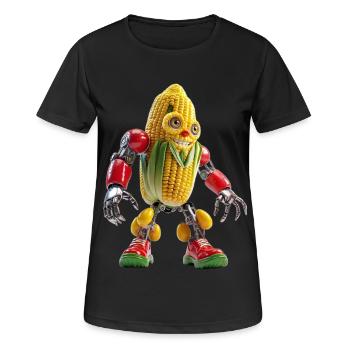 CORN BOT - The Cute Bio-Organic Robot - Women's Breathable T-Shirt - black - Front - AI Model Female 172 light (172cm)