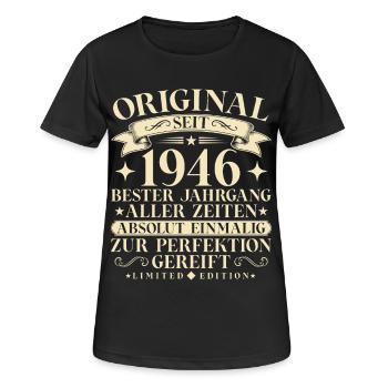 Vintage 1946 Jahrgang Geburtstag Retro - Frauen T-Shirt atmungsaktiv - Schwarz - Vorne - AI Model Female 172 light (172cm)