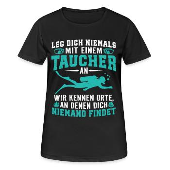 Leg dich niemals mit einem taucher tauchen - Frauen T-Shirt atmungsaktiv - Schwarz - Vorne - AI Model Female 172 light (172cm)