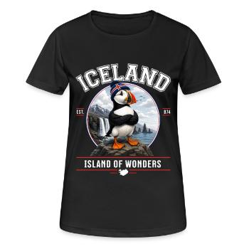 Macareux d’Islande – Île des Merveilles - T-shirt respirant Femme - noir - Devant - AI Model Female 172 light (172cm)