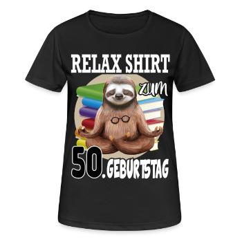 Relax Faultier Geburtstag 50 Jahre Sloth Lustig - Frauen T-Shirt atmungsaktiv - Schwarz - Vorne - AI Model Female 172 light (172cm)