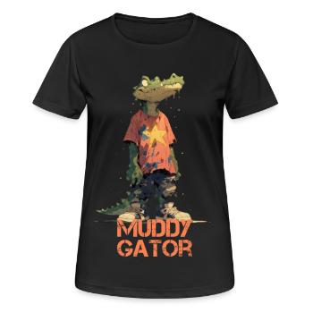 Muddy Gator - Crocodile drôle au regard noir - T-shirt respirant Femme - noir - Devant - AI Model Female 172 light (172cm)