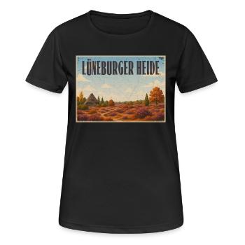 Lüneburger Heide - Frauen T-Shirt atmungsaktiv - Schwarz - Vorne - AI Model Female 172 light (172cm)