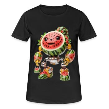 Charme robot pastèque - T-shirt respirant Femme - noir - Devant - AI Model Female 172 light (172cm)