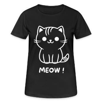 Dessin animé mignon du chat noir miaulant - T-shirt respirant Femme - noir - Devant - AI Model Female 172 light (172cm)