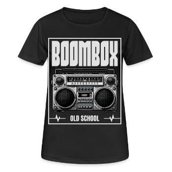 Boombox Old School – Retro Radio - Frauen T-Shirt atmungsaktiv - Schwarz - Vorne - AI Model Female 172 light (172cm)