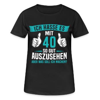 40 Jahre 40. Geburtstag Mann Frau 40 Jahre - Frauen T-Shirt atmungsaktiv - Schwarz - Vorne - AI Model Female 172 light (172cm)