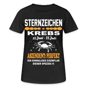 Krebs Sternzeichen Horoskop Aszendent Perfekt - Frauen T-Shirt atmungsaktiv - Schwarz - Vorne - AI Model Female 172 light (172cm)