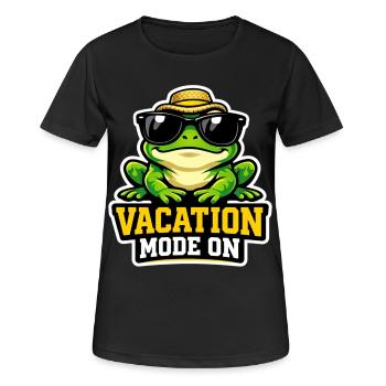 Holiday Mode Frog Sticker Shirt Throw Pillow - Women's Breathable T-Shirt - black - Front - AI Model Female 172 light (172cm)