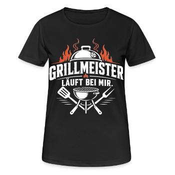 Grillmeister - Läuft bei mir! - Frauen T-Shirt atmungsaktiv - Schwarz - Vorne - AI Model Female 172 light (172cm)