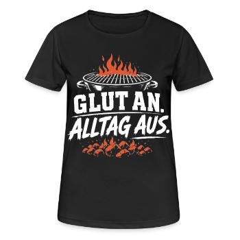 Glut an - Alltag aus - Frauen T-Shirt atmungsaktiv - Schwarz - Vorne - AI Model Female 172 light (172cm)