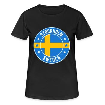 Stockholm Sweden Circle Flag - Women's Breathable T-Shirt - black - Front - AI Model Female 172 light (172cm)