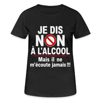 Alcool Cadeau humour personnalisé - T-shirt respirant Femme - noir - Devant - AI Model Female 172 light (172cm)