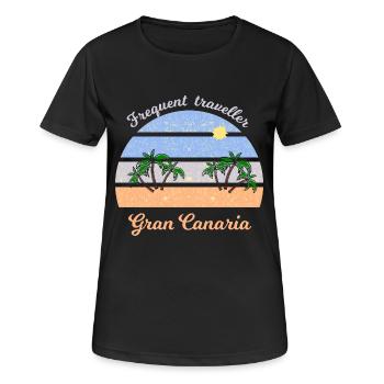 Gran Canaria Palmenstrand Retro - Frauen T-Shirt atmungsaktiv - Schwarz - Vorne - AI Model Female 172 light (172cm)