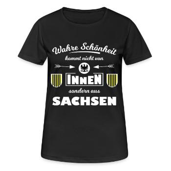 Wahre Schönheit aus Sachsen - Frauen T-Shirt atmungsaktiv - Schwarz - Vorne - AI Model Female 172 light (172cm)