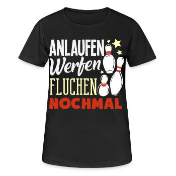 Anlaufen Werfen Fluchen Bowling - Frauen T-Shirt atmungsaktiv - Schwarz - Vorne - AI Model Female 172 light (172cm)