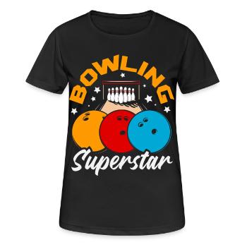 Bowling Superstar Kugeln Pins - Frauen T-Shirt atmungsaktiv - Schwarz - Vorne - AI Model Female 172 light (172cm)