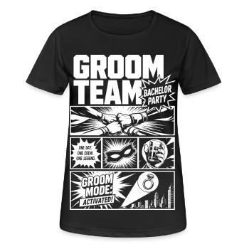 Groom Team Bachelor Party Comic - Women's Breathable T-Shirt - black - Front - AI Model Female 172 light (172cm)