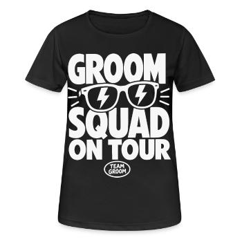 Équipe de mariés sur la tournée Équipe de marié - T-shirt respirant Femme - noir - Devant - AI Model Female 172 light (172cm)