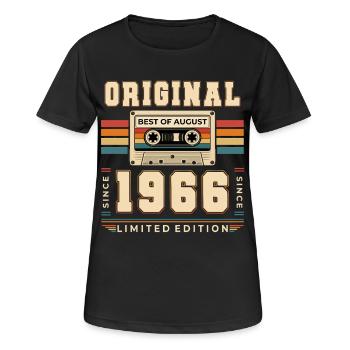 Cadeau du 60e anniversaire Août 1966 - T-shirt respirant Femme - noir - Devant - AI Model Female 172 light (172cm)