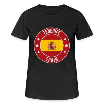 Tenerife Spain Round Flag Badge - Women's Breathable T-Shirt - black - Front - AI Model Female 172 light (172cm)