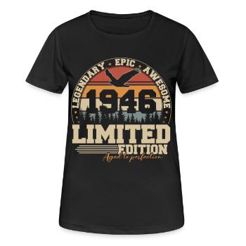 Cadeau d’anniversaire vintage 1946 - T-shirt respirant Femme - noir - Devant - AI Model Female 172 light (172cm)